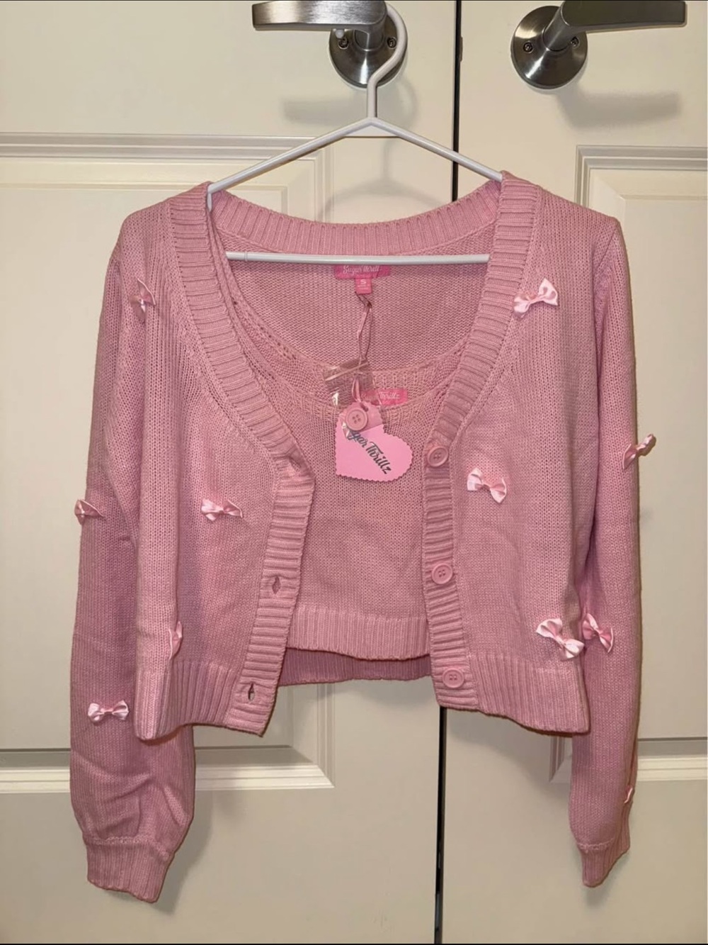 Dolls Kill Demure Kiss Cardigan Set